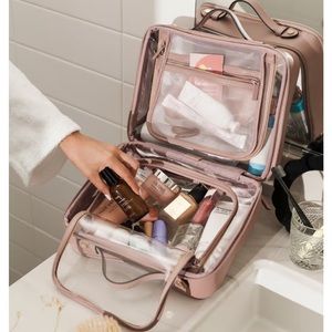 CALPAK Large Clear Cosmetics Case - Mauve